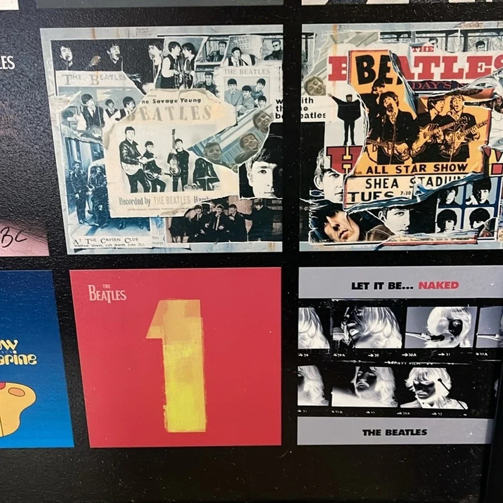 The Beatles Album‎ Cover Collage Framed Art 34x24 Glazed Wall Decor Black Frame